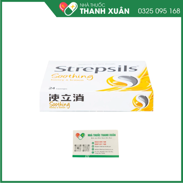 Strepsils Soothing honey &amp; lemon giảm đau họng dùng cho trẻ em và người lớn